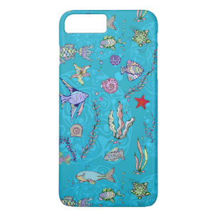 Coque iPhone 8 Plus/7 Plus Motif de poisson turquoise