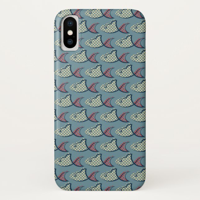 Coques Case-Mate iPhone Motif de poissons de point de polka (Dos)