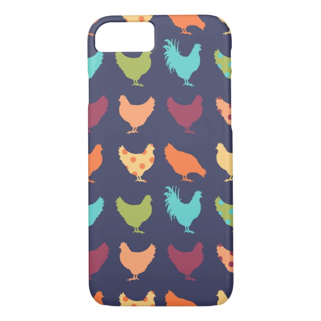 Coques Case-Mate iPhone Motif de poulet multicolore funky (Dos)