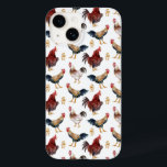 Coque Case-Mate iPhone Motif de poulet rustique<br><div class="desc">Motif lunaire de l'aquarelle illustration de poulets et d'un poussin.</div>