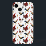 Coque Case-Mate iPhone Motif de poulet rustique<br><div class="desc">Motif lunaire de l'aquarelle illustration de poulets et d'un poussin.</div>