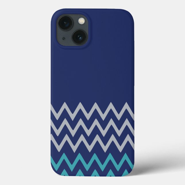 Coques Case-Mate iPhone Motif de préppie zig zag de chevron bleu (Verso)