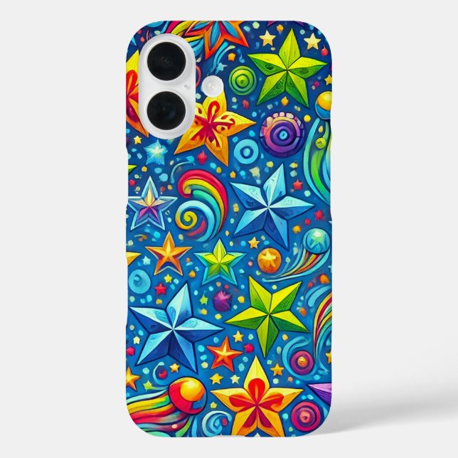 Coques Case-Mate iPhone ✨ Motif de rafale d'étoiles de couleur cosmique 🌈 (Verso)