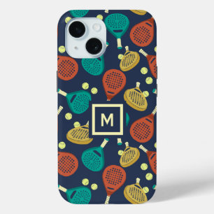 Coque Case-Mate iPhone Motif de raquettes Padel avec initial