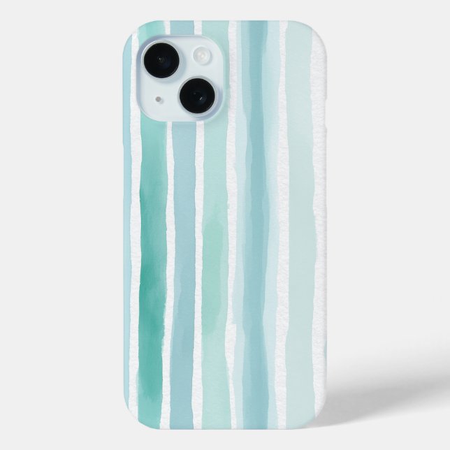 Coques Case-Mate iPhone Motif de rayure verticale aqua aquarelle Côte  (Verso)