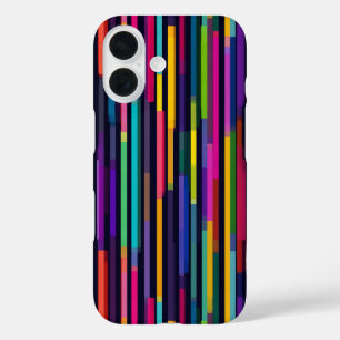 Coque Pour iPhone 16 Motif de rayure verticale néon