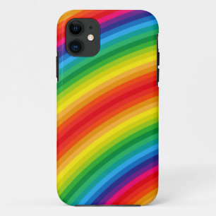 Coque iPhone 11 Motif de rayures d'arc-en-ciel