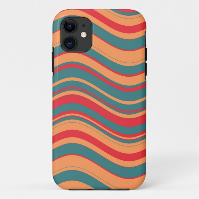 Coques Case-Mate iPhone Motif de rayures ondulées (Rouge, Rose, Bleu) (Dos)