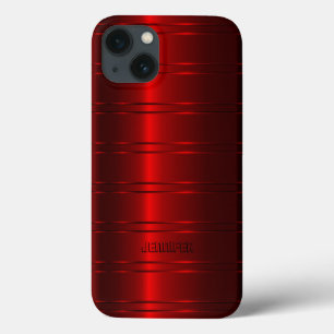 Etui iPhone Case-Mate Motif de rayures rouges métalliques monogrammes