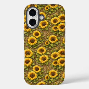 Coque Pour iPhone 16 Motif de répétition sans couture de tournesol enso