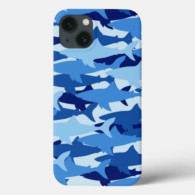 Coques Case-Mate iPhone Motif de requin bleu (Verso)