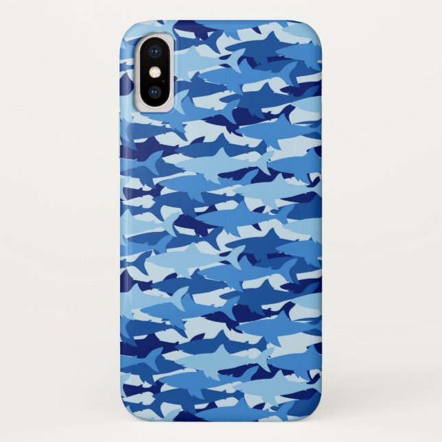Coques Case-Mate iPhone Motif de requin bleu| Monogramme 2 (Dos)
