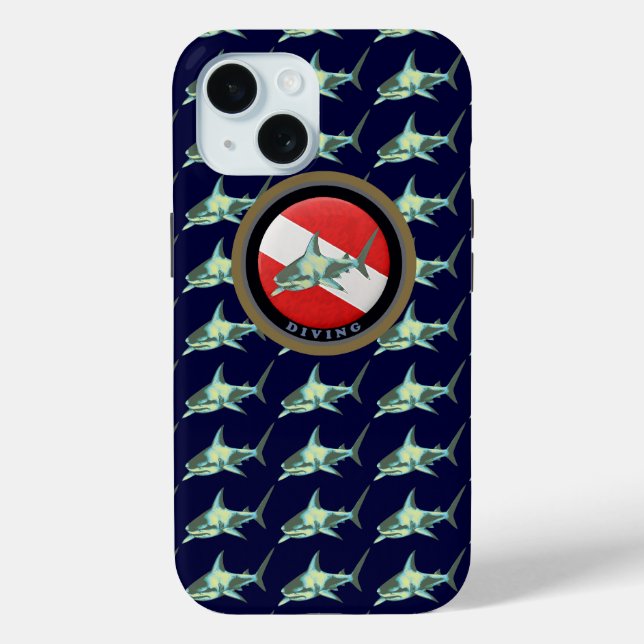 Coques Case-Mate iPhone Motif de requin du pavillon de plongée (Verso)