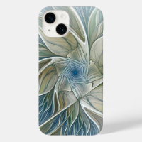 Motif de rêve floral Abstrait Bleu Kaki Fractal