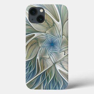 Case-Mate iPhone Case Motif de rêve floral Abstrait Bleu Kaki Fractal