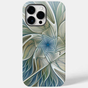 Coque Case-Mate iPhone Motif de rêve floral Abstrait Bleu Kaki Fractal