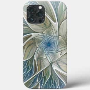 Case-Mate iPhone Case Motif de rêve floral Abstrait Bleu Kaki Fractal