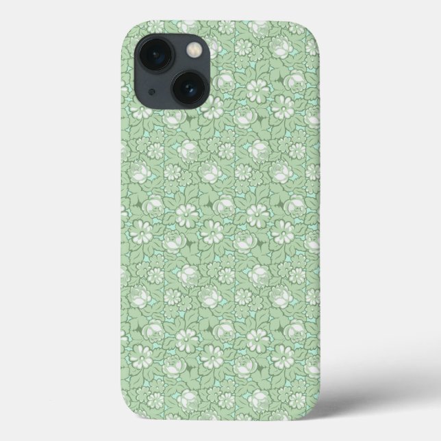 Coques Case-Mate iPhone Motif de rose en vert clair (Verso)