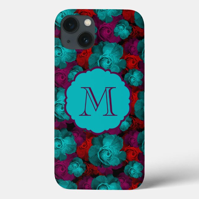 Coques Case-Mate iPhone Motif de roses gras funky Monogramme (Verso)