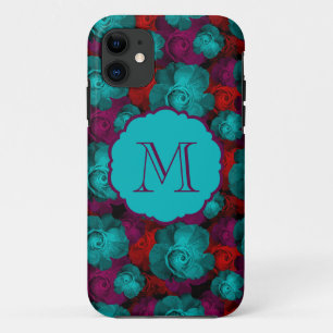 Coque iPhone 11 Motif de roses gras funky Monogramme