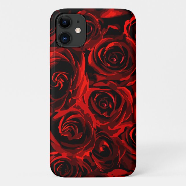 Coques Case-Mate iPhone Motif de roses rouges florales (Dos)