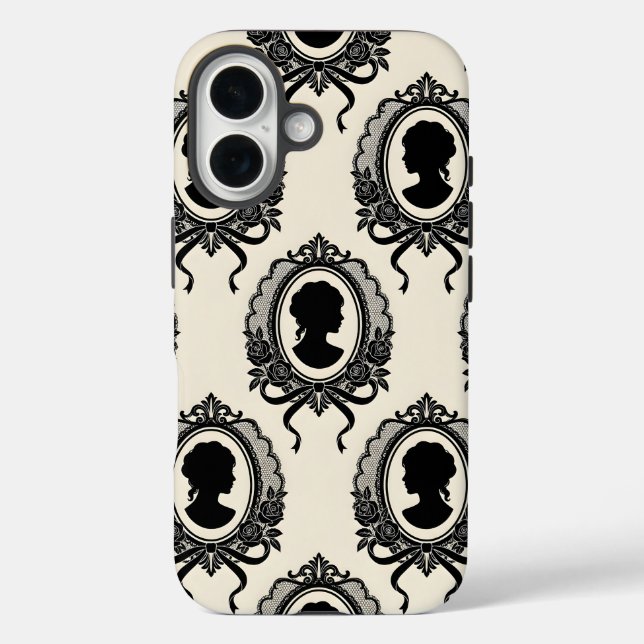 Coques Case-Mate iPhone Motif de silhouette de camée gothique (Verso)