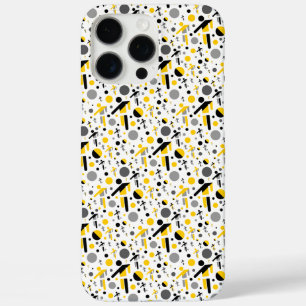 Coque iPhone 16 Pro Max Motif de silhouette de football jaune noir mignon