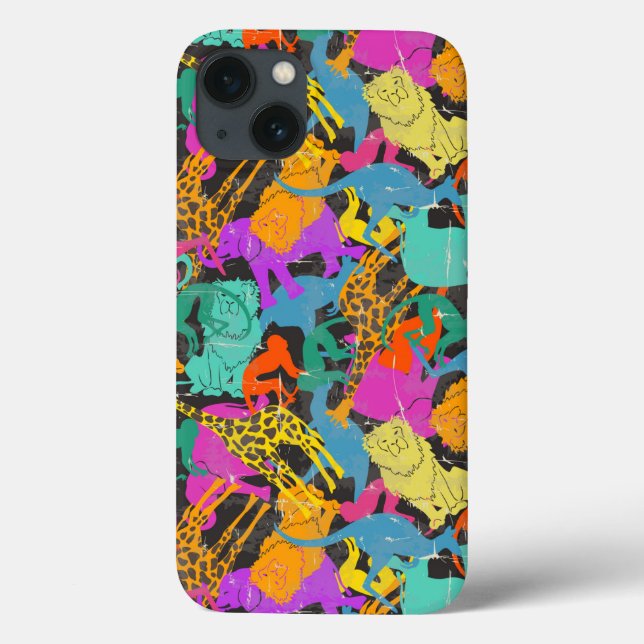 Coques Case-Mate iPhone Motif de silhouettes animales rétro (Verso)