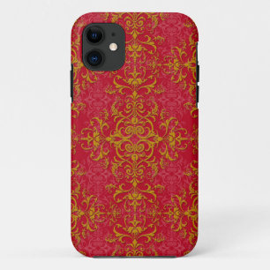 Coques Pour iPhone Motif de style damassé fantaisie rose profond et o