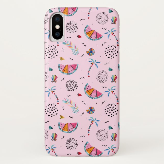 Coques Case-Mate iPhone Motif de style Pink Memphis (Dos)