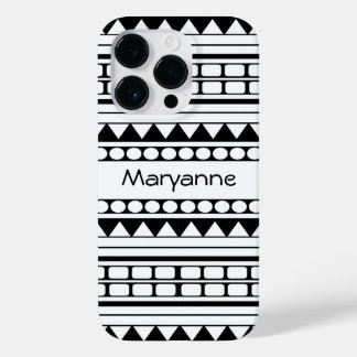 Coque Pour iPhone 14 Pro Motif de style tribal noir et blanc personnalisé