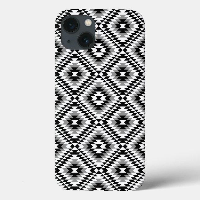 Coques Case-Mate iPhone Motif de symboles BW+gris Aztec stylisé (Verso)