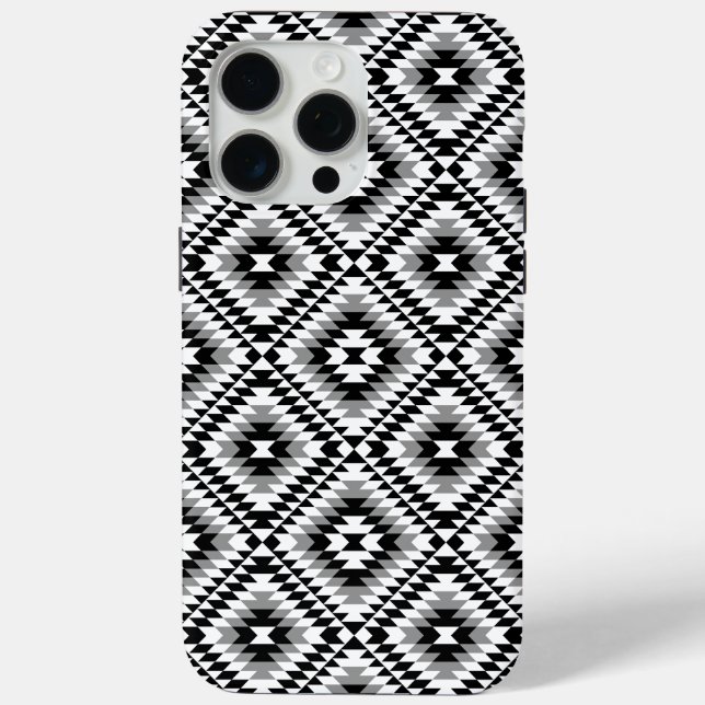 Coques Case-Mate iPhone Motif de symboles BW+gris Aztec stylisé (Verso)