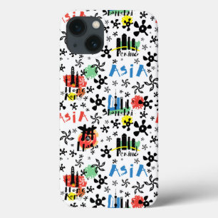iPhone 13 Coque Motif de symboles de l'Asie