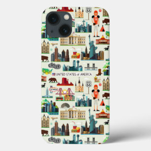 iPhone 13 Coque Motif de symboles des Etats-Unis