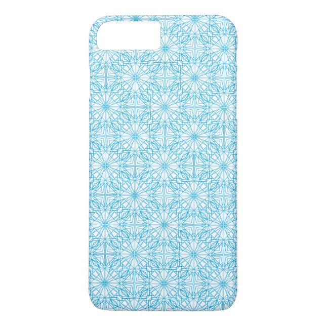 Coques Case-Mate iPhone Motif de symétrie géométrique bleu clair (Dos)