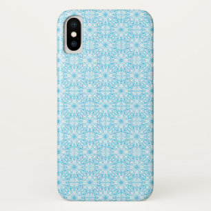 Coque iPhone X Motif de symétrie géométrique bleu clair