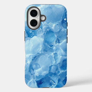 Coque Pour iPhone 16 Motif de texture de cristal de glace gelé bleu abs