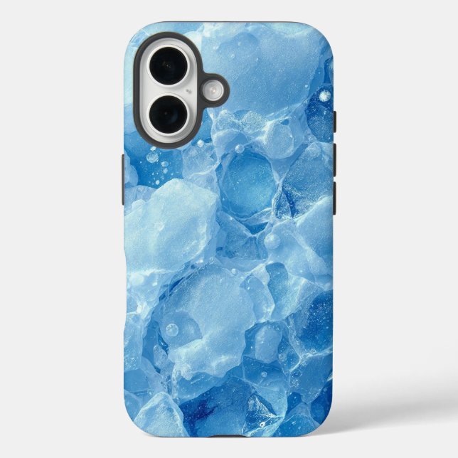 Coques Case-Mate iPhone Motif de texture de cristal de glace gelé bleu abs (Verso)