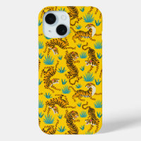 Motif de tigre d'or asiatique
