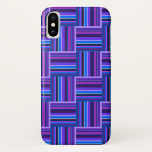 Coque iPhone X Motif de tissage à rayures bleues et violettes