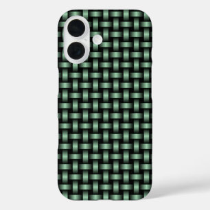 Coque Pour iPhone 16 Motif de tissage noir vert
