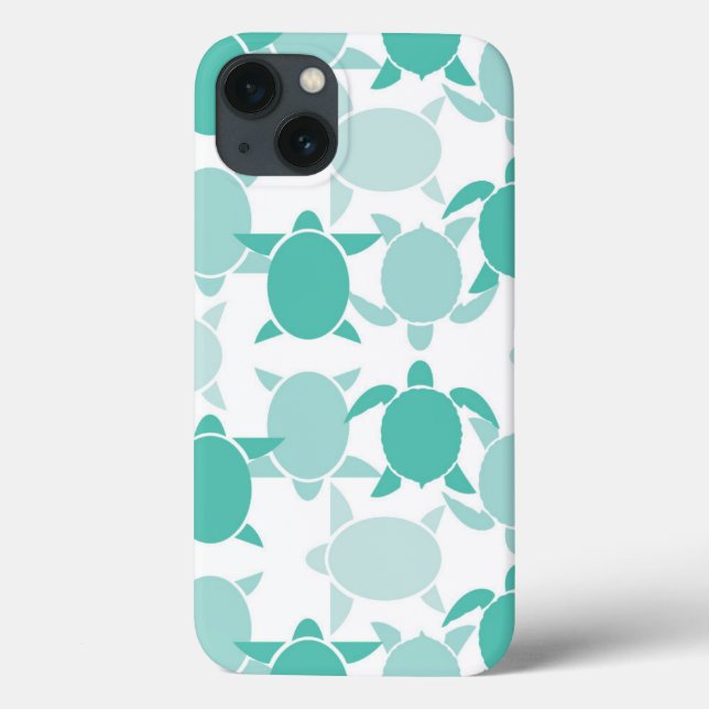 Coques Case-Mate iPhone Motif de tortue turquoise (Verso)