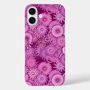 Coques iPhone 16 Plus Motif de tourbillon abstrait, violet, rose, prune,