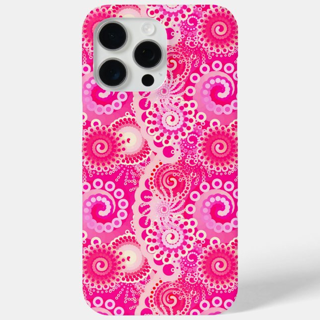 Coques Case-Mate iPhone Motif de tourbillon fractal, nuances de rose fuchs (Verso)