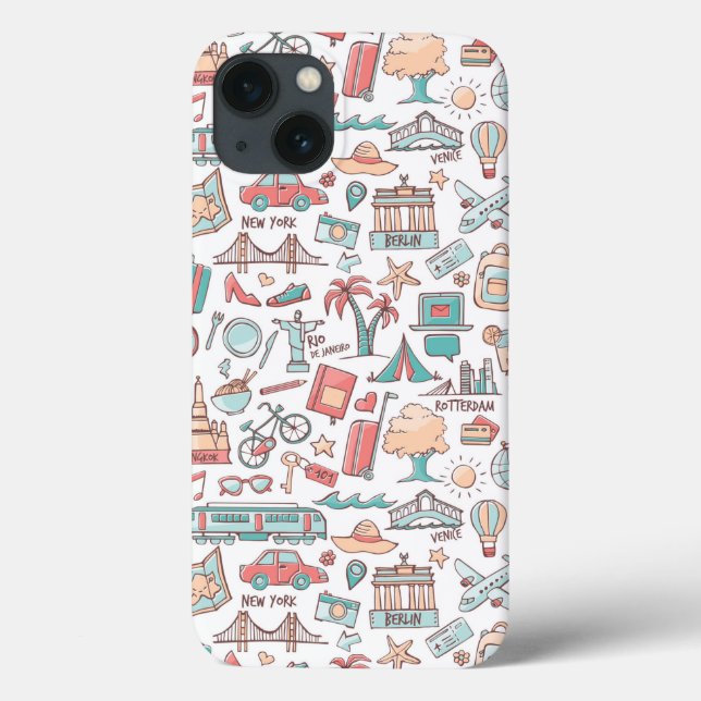Coques Case-Mate iPhone Motif de touristes en pastel (Verso)