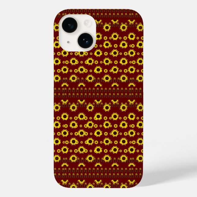 Coques Case-Mate iPhone Motif de tournesol rustique contemporain (Verso)