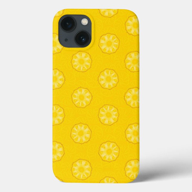 Coques Case-Mate iPhone Motif de tranches d'ananas jaune (Verso)