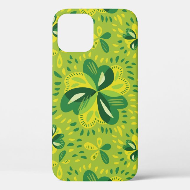 Coques Case-Mate iPhone Motif de trèfle irlandais vert (Verso)