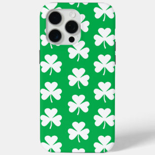 Coque Case-Mate iPhone Motif de trèfle vert et blanc